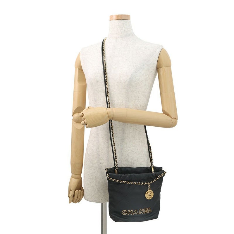 シャネル ハンドバッグ CHANEL 22 ミニ ココマーク キャビアスキン AS3980 CHANEL wayショルダー 黒