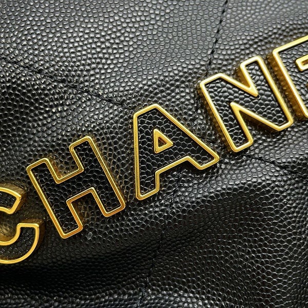 シャネル ハンドバッグ CHANEL 22 ミニ ココマーク キャビアスキン AS3980 CHANEL wayショルダー 黒