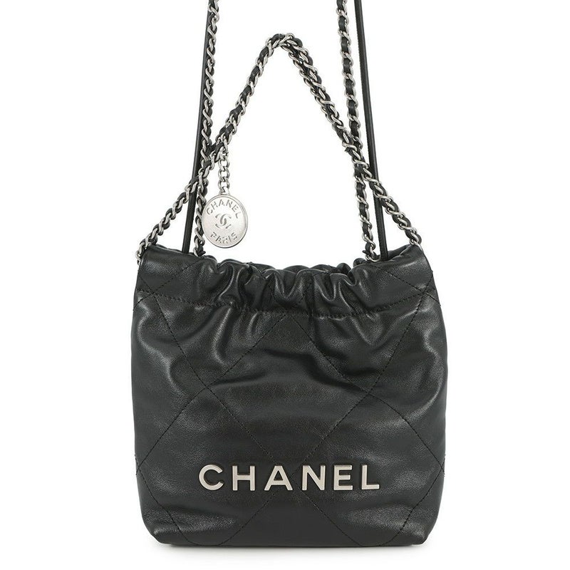シャネル ハンドバッグ CHANEL 22 ミニ ココマーク シャイニーカーフレザー AS3980 CHANEL 2way 黒