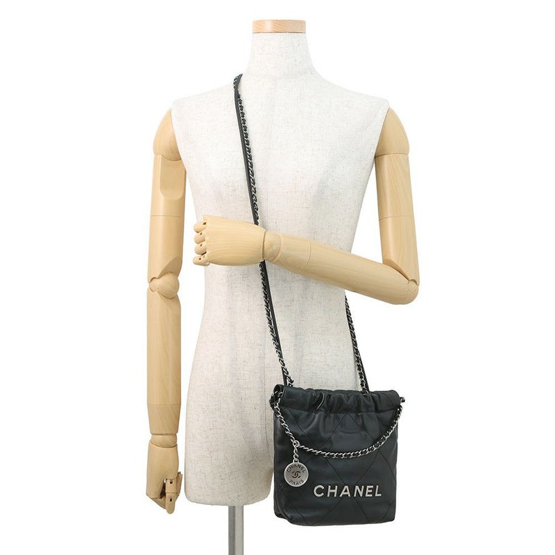 シャネル ハンドバッグ CHANEL 22 ミニ ココマーク シャイニーカーフレザー AS3980 CHANEL 2way 黒