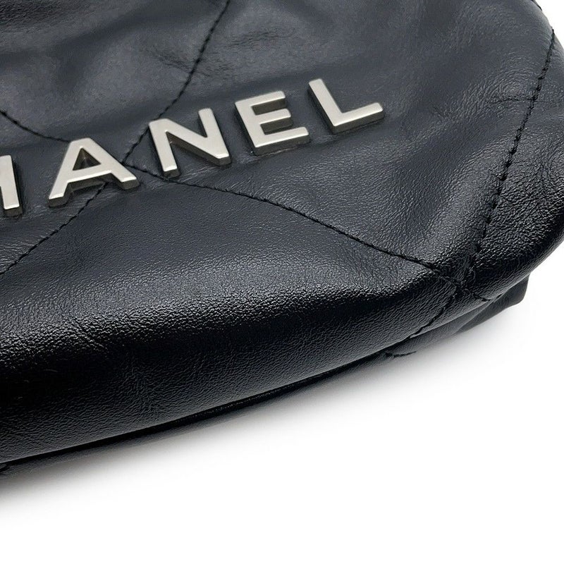 シャネル ハンドバッグ CHANEL 22 ミニ ココマーク シャイニーカーフレザー AS3980 CHANEL 2way 黒