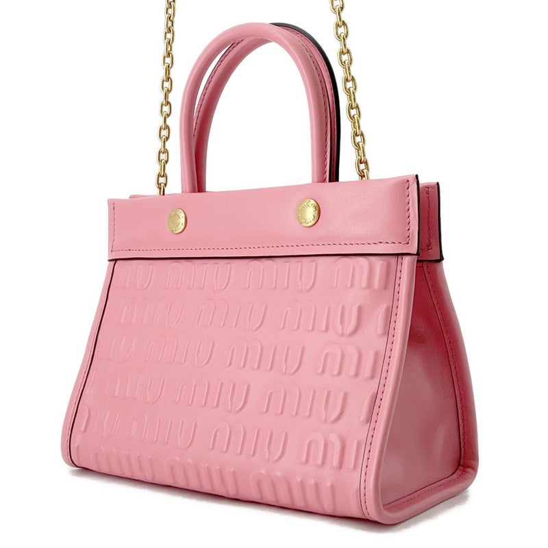 ミュウミュウ ハンドバッグ エンボスロゴ レザー 5BA243 Miu Miu 2wayショルダーバッグ