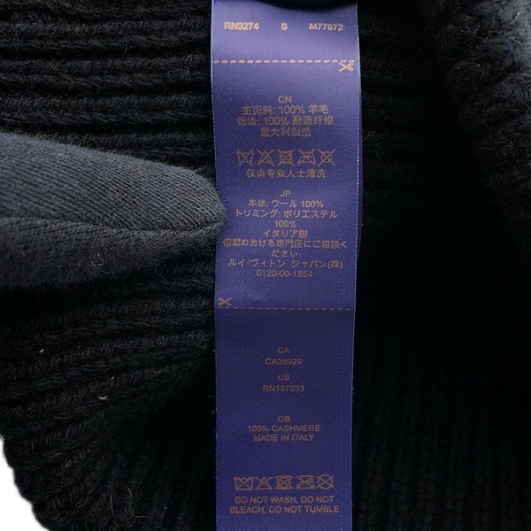 ルイヴィトン ニット帽 ビーニー・LVヘッドライン ウール100% サイズS M77872 LOUIS VUITTON 帽子 ブラック 黒
