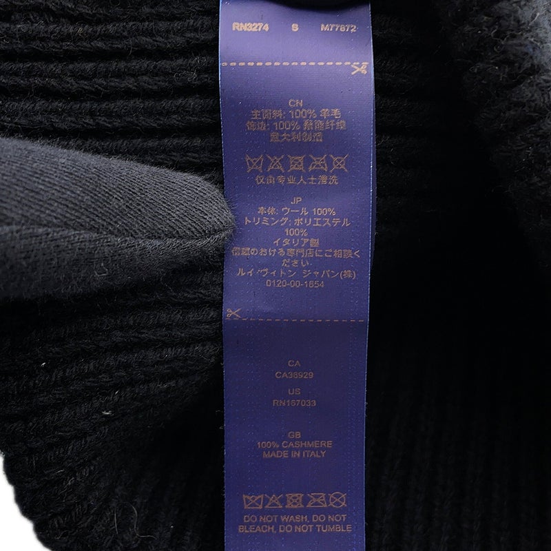 ルイヴィトン ニット帽 ビーニー・LVヘッドライン ウール100% サイズS M77872 LOUIS VUITTON 帽子 ブラック 黒