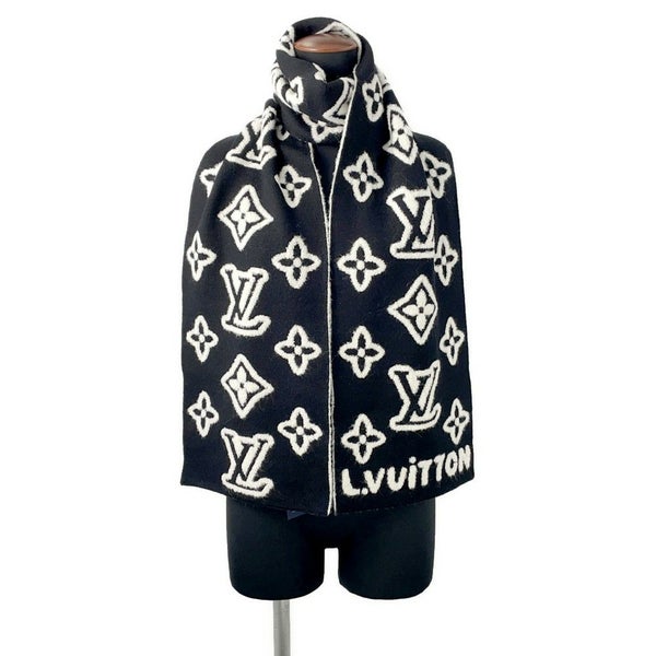 ルイヴィトン マフラー モノグラム ブラスト ニット M96963 LOUIS VUITTON  ブラック 黒 白