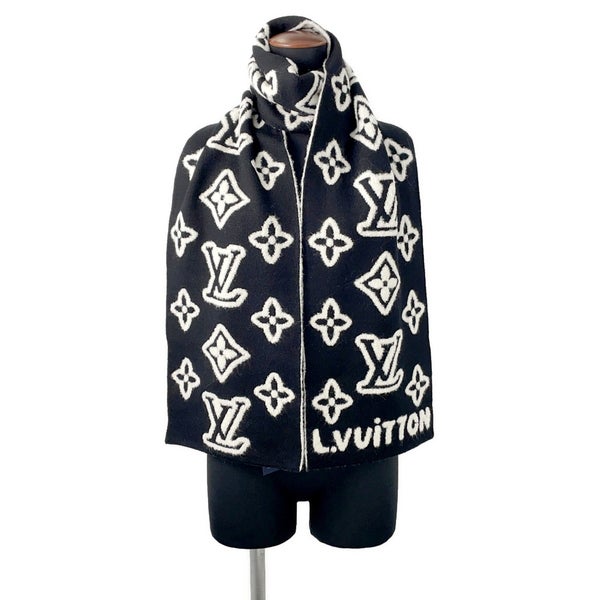 ルイヴィトン マフラー モノグラム ブラスト ニット M96963 LOUIS VUITTON  ブラック 黒 白