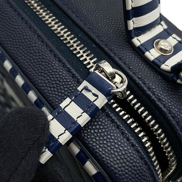 シャネル チェーンショルダーバッグ CCフィリグリー ボーダー バニティバッグ キャビアスキン A93343 CHANEL 白