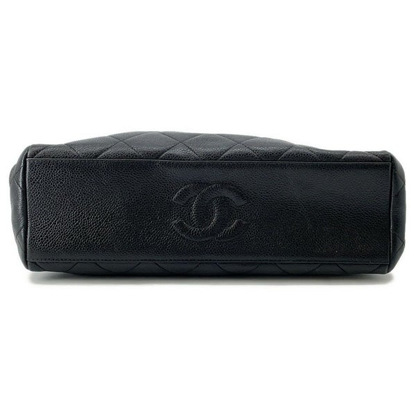 シャネル ハンドバッグ チェーンショルダー ココマーク がま口 マトラッセ ココマーク キャビアスキン CHANEL 黒