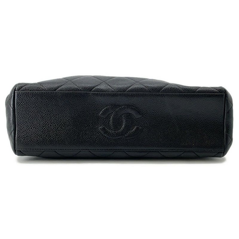 シャネル ハンドバッグ チェーンショルダー ココマーク がま口 マトラッセ ココマーク キャビアスキン CHANEL 黒