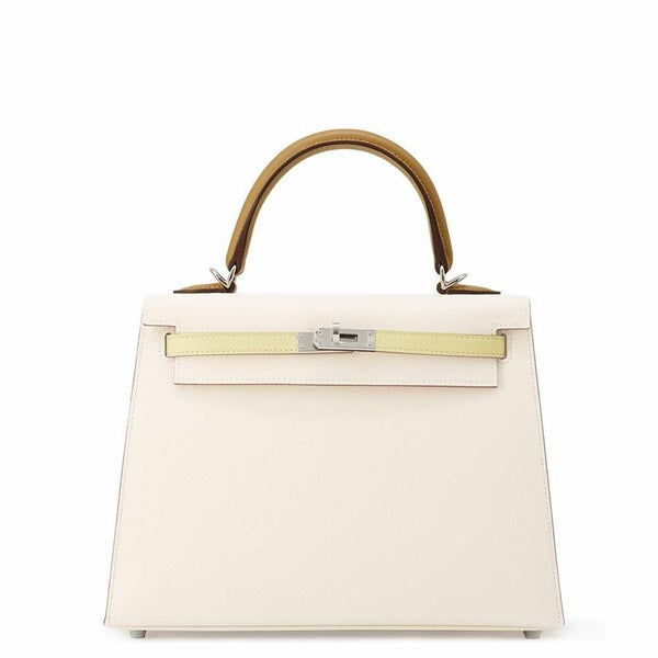 ルメス ケリー25 トリコロール 外縫い ナタ/セサミ/ジョーヌプッサン/シルバー金具 エプソン U刻印 2wayショルダー