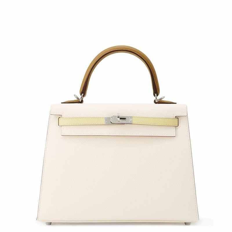 ルメス ケリー25 トリコロール 外縫い ナタ/セサミ/ジョーヌプッサン/シルバー金具 エプソン U刻印 2wayショルダー