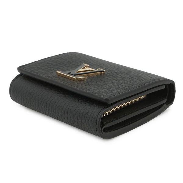 ルイヴィトン 三つ折り財布 トリヨンレザー ポルトフォイユ・カプシーヌ タイニー M12149 ブラック 黒