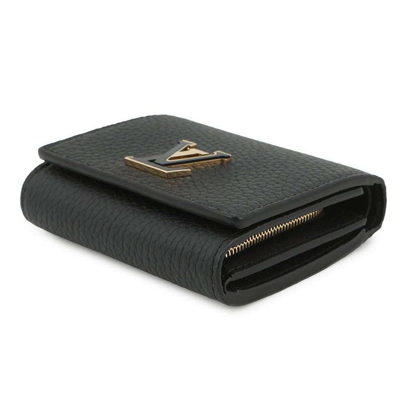 ルイヴィトン 三つ折り財布 トリヨンレザー ポルトフォイユ・カプシーヌ タイニー M12149 ブラック 黒