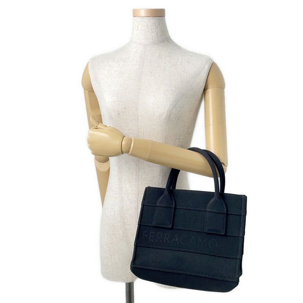 サルヴァトーレ・フェラガモ ハンドバッグ ロゴ ファブリック 214988 Ferragamo バッグ 黒