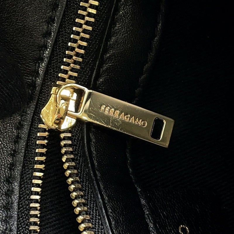 サルヴァトーレ・フェラガモ ハンドバッグ ロゴ ファブリック 214988 Ferragamo バッグ 黒