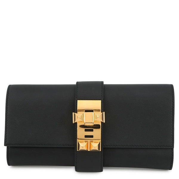 エルメス ポシェットメドール ブラック/ゴールド金具 スイフト X刻印 HERMES バッグ 黒