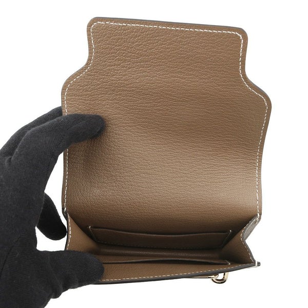 エルメス 財布 ロウリス ルリ エトゥープ/シャンパンゴールド金具 シェブルミゾル U刻印 HERMES 財布