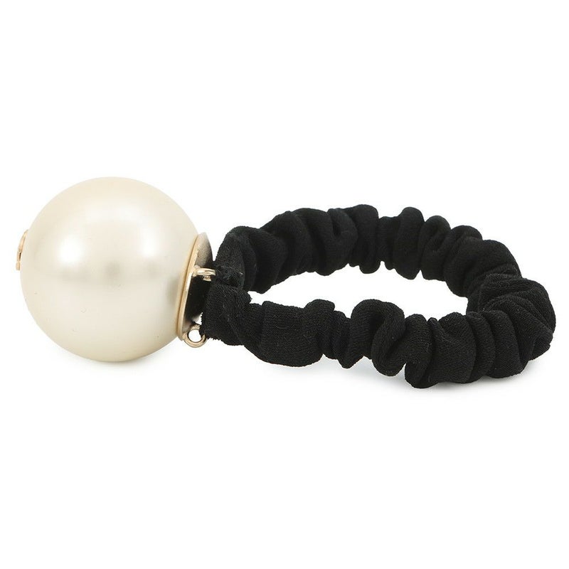 シャネル ヘアゴム ココマーク フェイクパール ロゴ シュシュ F22V CHANEL A63896 ヘアアクセサリー 黒