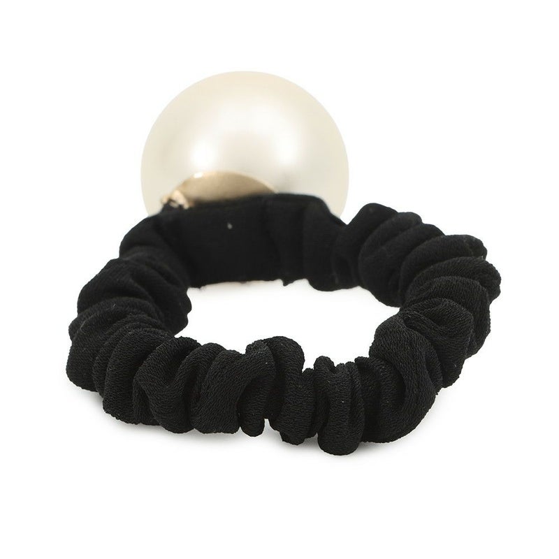 シャネル ヘアゴム ココマーク フェイクパール ロゴ シュシュ F22V CHANEL A63896 ヘアアクセサリー 黒