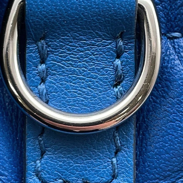 エルメス ポーチ ピロ ブルーフランス/ラッカー金具 ラムスキン B刻印 HERMES バッグ