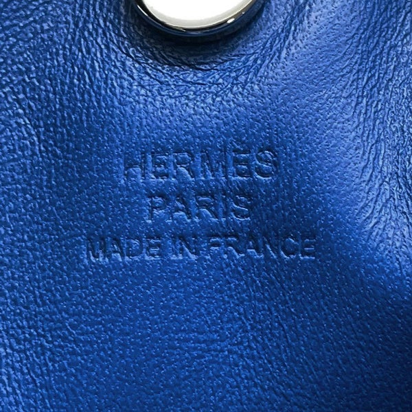 エルメス ポーチ ピロ ブルーフランス/ラッカー金具 ラムスキン B刻印 HERMES バッグ