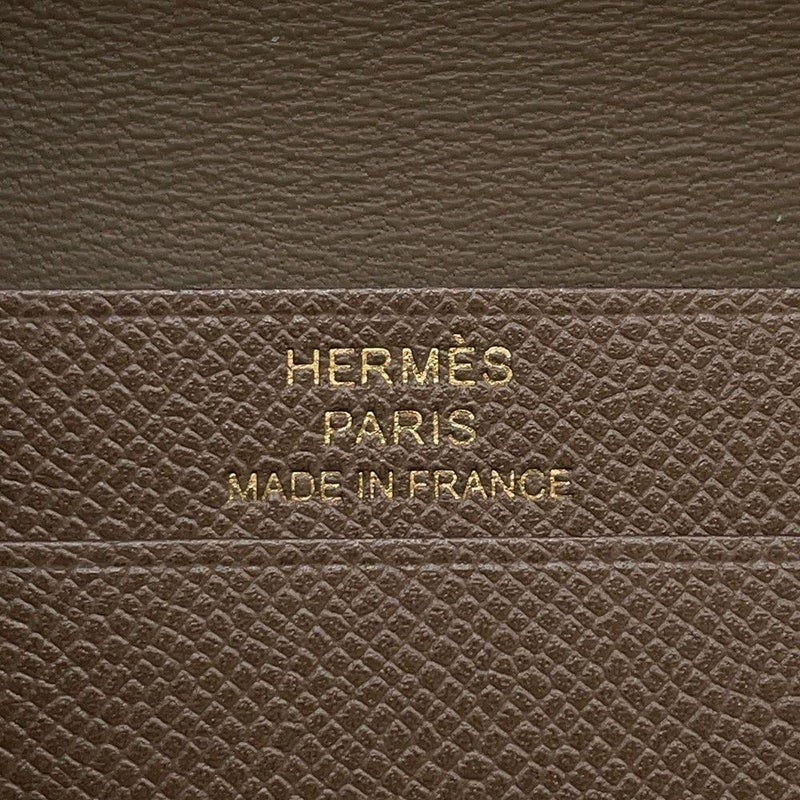 エルメス カードケース ベアン ミニ エトゥープ/ゴールド金具 ヴォーマダム K刻印 HERMES 名刺入れ