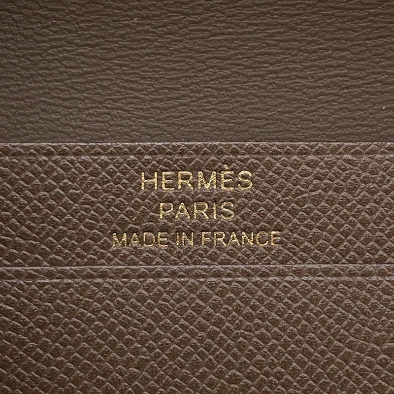 エルメス カードケース ベアン ミニ エトゥープ/ゴールド金具 ヴォーマダム K刻印 HERMES 名刺入れ