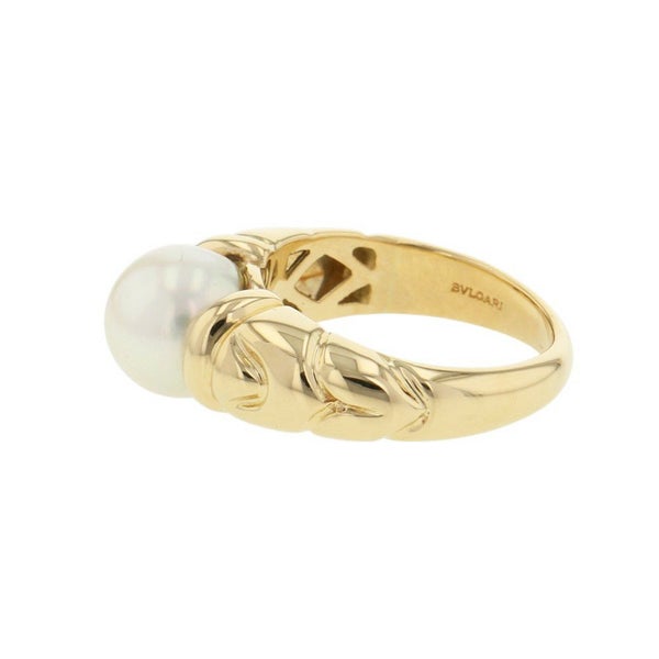 ブルガリ パッソドッピオ アコヤパール K18YGイエローゴールド サイズ約12号 真珠 BVLGARI 指輪 あこや真珠