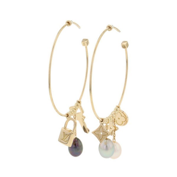 ルイヴィトン ピアス クレオール フープ 淡水パール K18YGイエローゴールド Q96000 真珠 LOUIS VUITTON