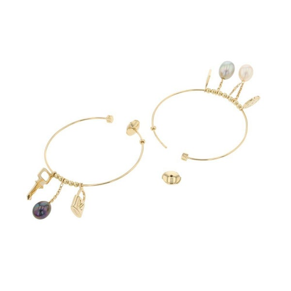 ルイヴィトン ピアス クレオール フープ 淡水パール K18YGイエローゴールド Q96000 真珠 LOUIS VUITTON