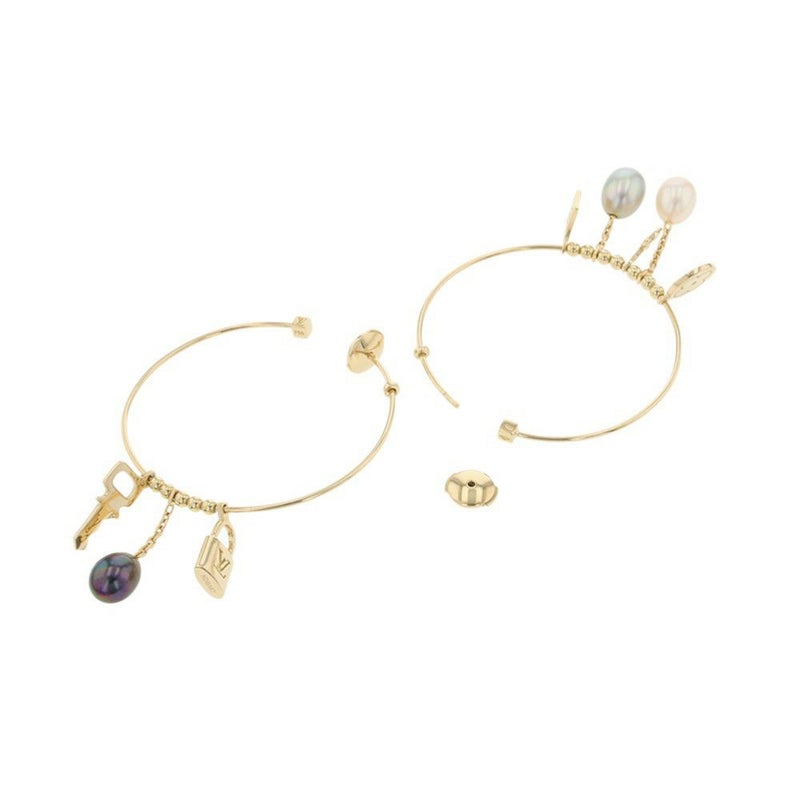 ルイヴィトン ピアス クレオール フープ 淡水パール K18YGイエローゴールド Q96000 真珠 LOUIS VUITTON