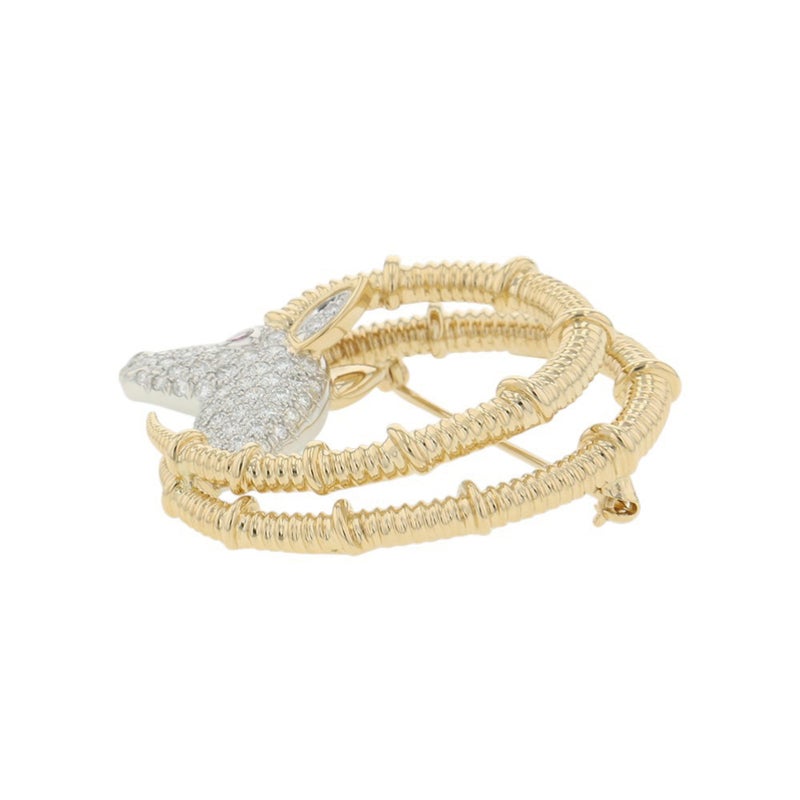 ティファニー ブローチ ジャン・シュランバージェ アイベックス  ダイヤ 計0.87ct/ピンクサファイヤ 1P 0.08ct K18YG/Pt950 60022750