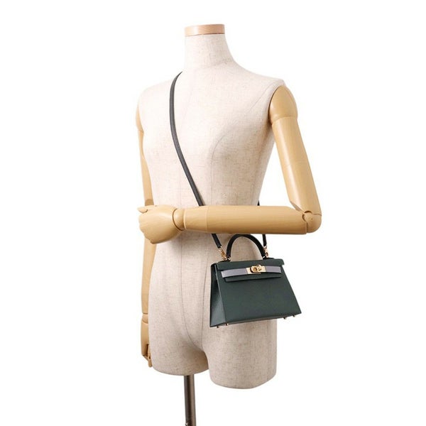 エルメス ミニケリー2 外縫い トリコロール ヴェールマングローブ/ブラック/グリパンタン/シャンパンゴールド金具 エプソン K刻印 2wayショルダー