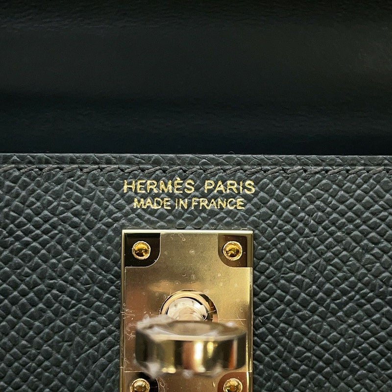 エルメス ミニケリー2 外縫い トリコロール ヴェールマングローブ/ブラック/グリパンタン/シャンパンゴールド金具 エプソン K刻印 2wayショルダー