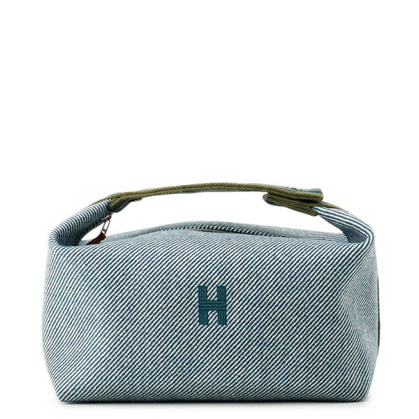 エルメス ポーチ ブリッド・ア・ブラック Hナッテ ブルーアビス/シルバー金具 ウール HERMES