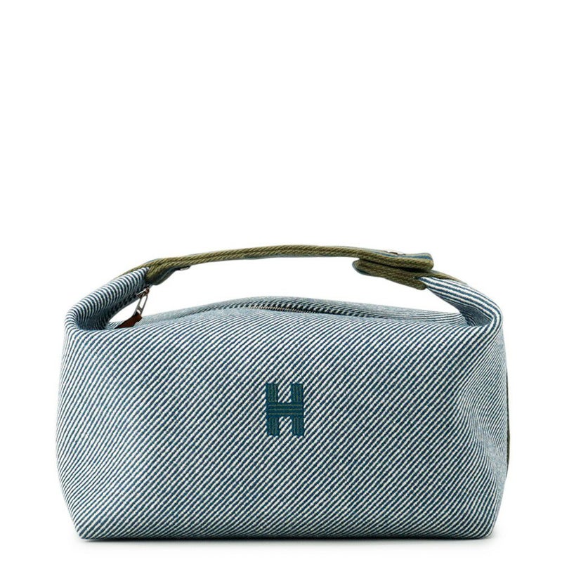 エルメス ポーチ ブリッド・ア・ブラック Hナッテ ブルーアビス/シルバー金具 ウール HERMES