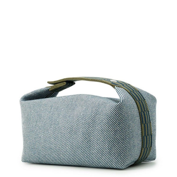 エルメス ポーチ ブリッド・ア・ブラック Hナッテ ブルーアビス/シルバー金具 ウール HERMES