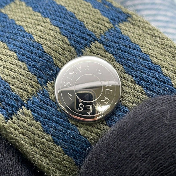 エルメス ポーチ ブリッド・ア・ブラック Hナッテ ブルーアビス/シルバー金具 ウール HERMES