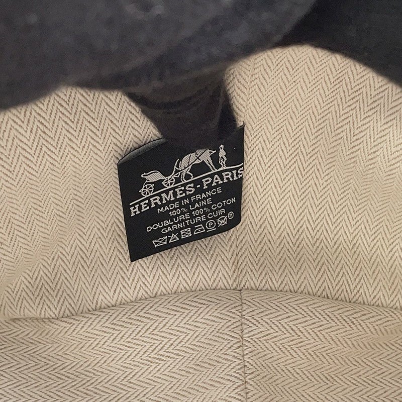 エルメス ポーチ ブリッド・ア・ブラック Hナッテ ブルーアビス/シルバー金具 ウール HERMES