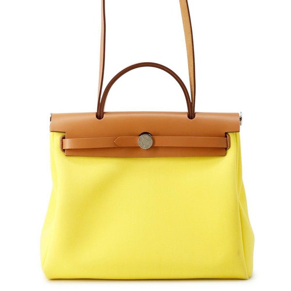 エルメス エールバッグジップPM ルトゥルネ シトロン/ナチュラル/シルバー金具 トワルオフィシエ/ヴァッシュハンター B刻印 ２way