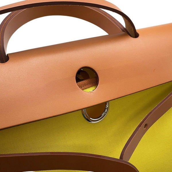 エルメス エールバッグジップPM ルトゥルネ シトロン/ナチュラル/シルバー金具 トワルオフィシエ/ヴァッシュハンター B刻印 ２way