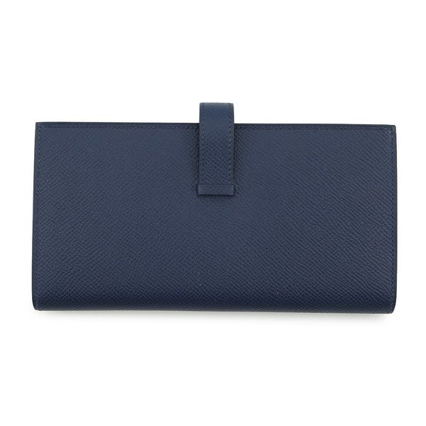 エルメス 長財布 ベアンスフレ ブルーサフィール/シルバー金具 エプソン K刻印 財布