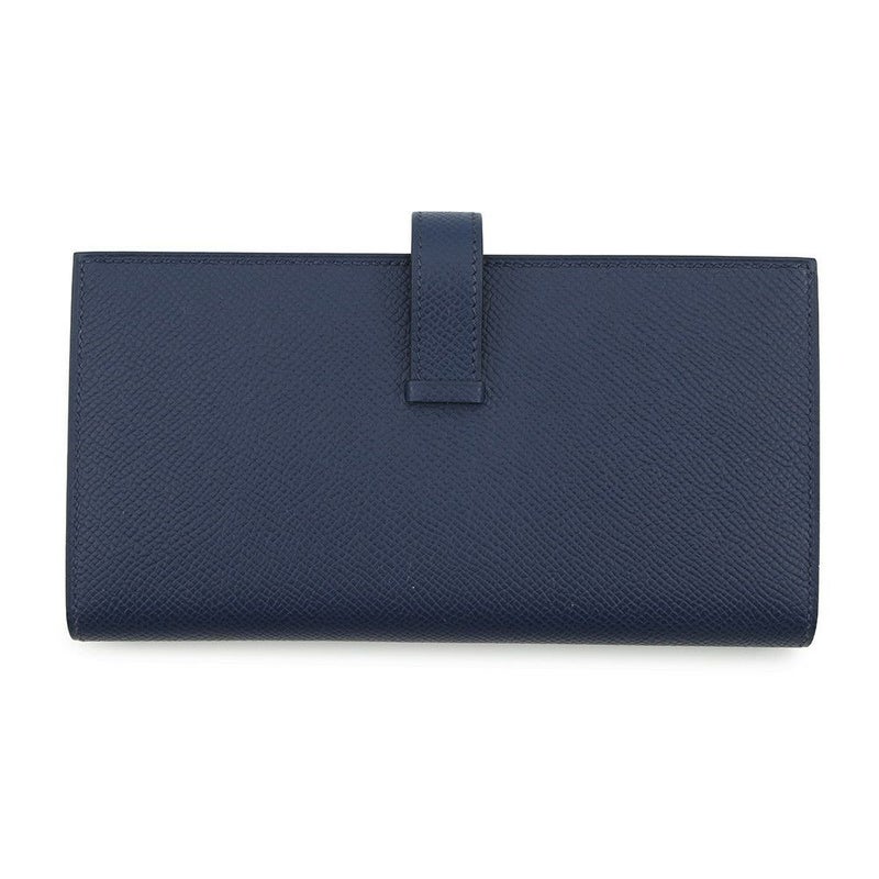 エルメス 長財布 ベアンスフレ ブルーサフィール/シルバー金具 エプソン K刻印 財布