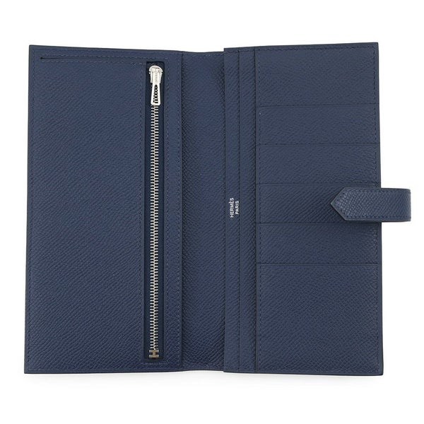 エルメス 長財布 ベアンスフレ ブルーサフィール/シルバー金具 エプソン K刻印 財布