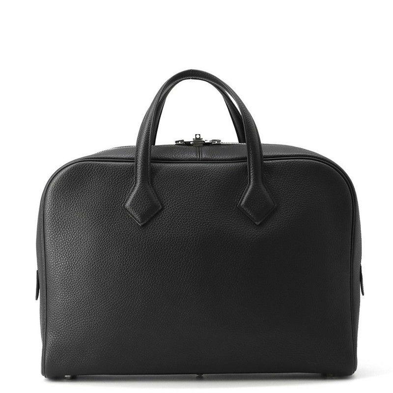 エルメス ブリーフケース ヴィクトリア2 12H ブラック/シルバー金具 トリヨンクレマンス W刻印 メンズ 黒