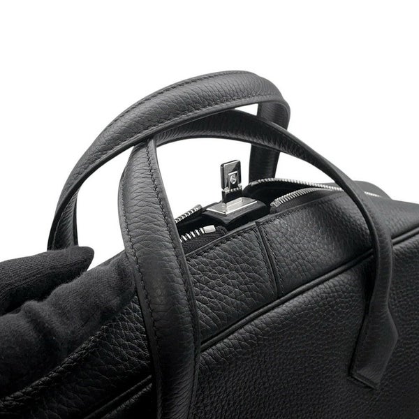 エルメス ブリーフケース ヴィクトリア2 12H ブラック/シルバー金具 トリヨンクレマンス W刻印 メンズ 黒