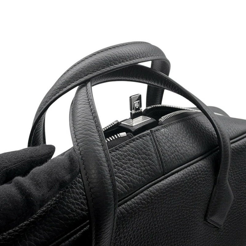 エルメス ブリーフケース ヴィクトリア2 12H ブラック/シルバー金具 トリヨンクレマンス W刻印 メンズ 黒