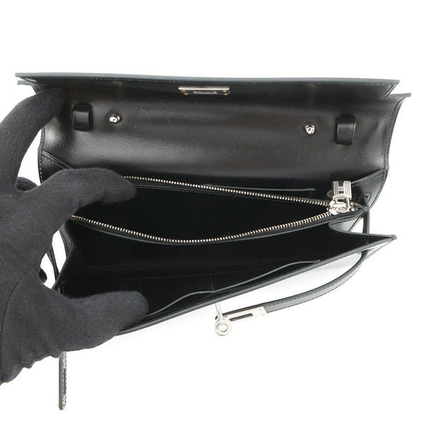 エルメス ケリーウォレット ロング トゥーゴー ブラック/シルバー金具 ボックスカーフ U刻印 HERMES 財布 黒