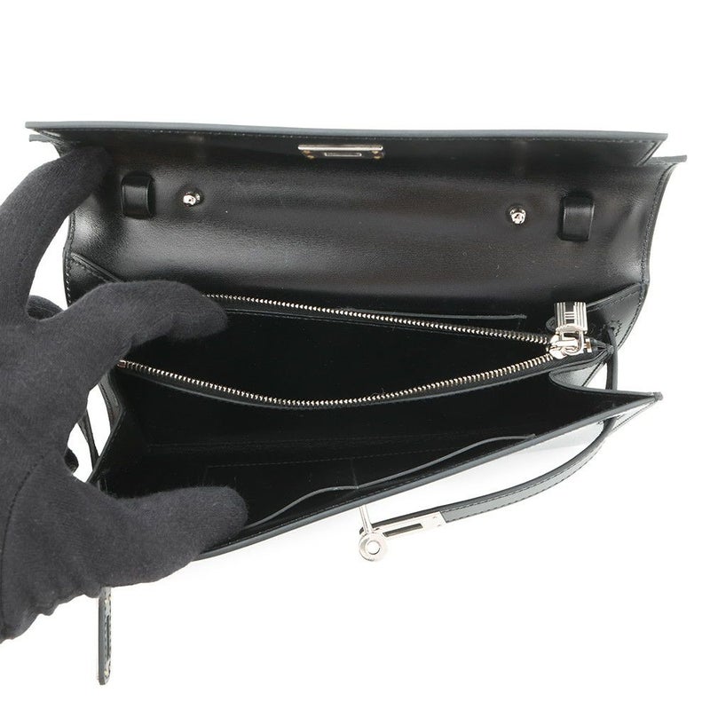 エルメス ケリーウォレット ロング トゥーゴー ブラック/シルバー金具 ボックスカーフ U刻印 HERMES 財布 黒