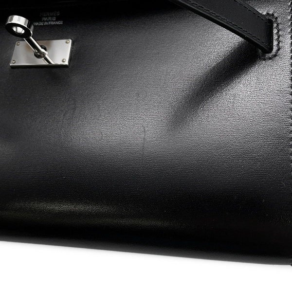 エルメス ケリーウォレット ロング トゥーゴー ブラック/シルバー金具 ボックスカーフ U刻印 HERMES 財布 黒